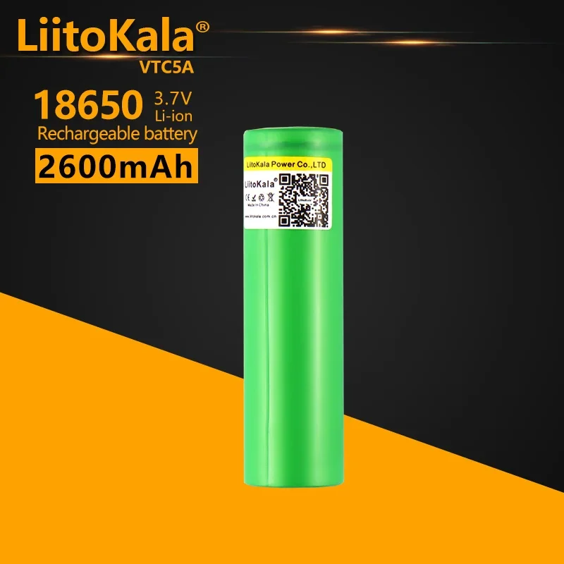 

1PCS LiitoKala 3.7V 18650 2600mAh VTC5A Rechargeable Lithium Battery for Flashlights Powerful Torch Small Fan Toys Camera