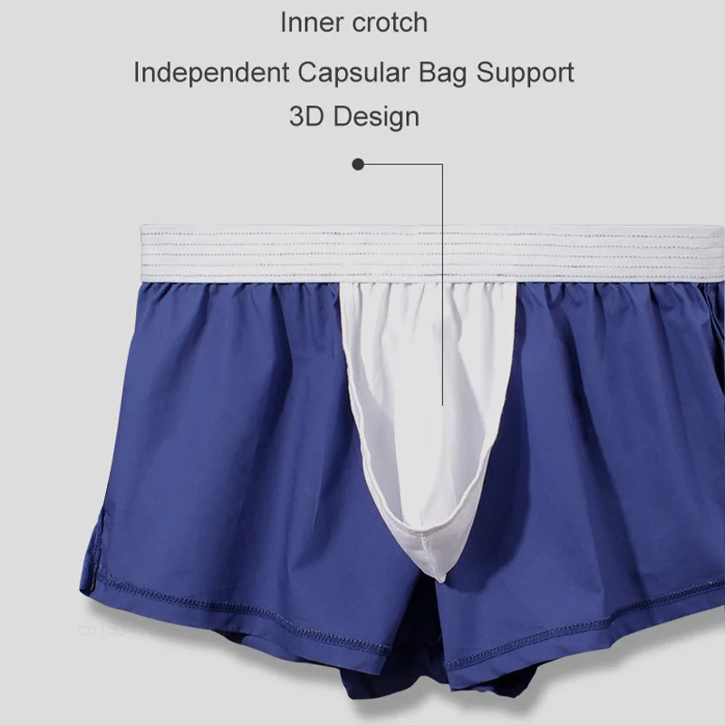 شاومي الرجال الملابس الداخلية الملاكمين السراويل فضفاضة الرجال سراويل القطن الذكور الكلاسيكية الصلبة السهم السراويل مرونة زنار النوم Bottoms