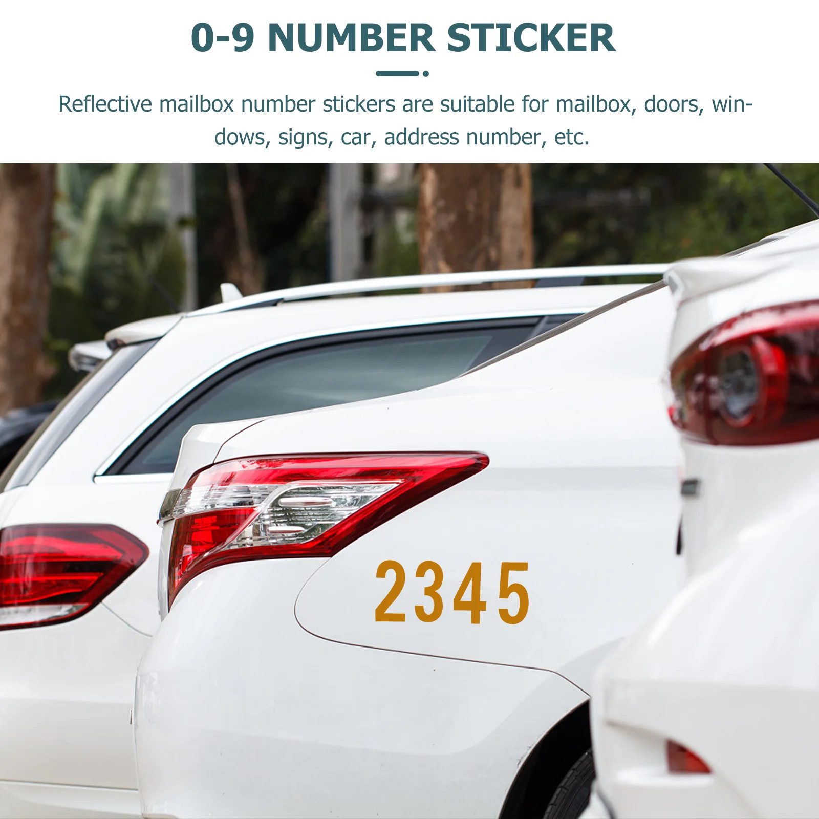 4 Sets Digital Stickers Car Hotel Door Number Address Label Mailbox Reflective Decal The