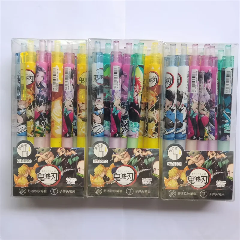 6pcs/lot Kawaii Demon Slayer Gel Pen Cute 0.5mm Black Ink Signature Pens Promotional Gift Office School Supplies