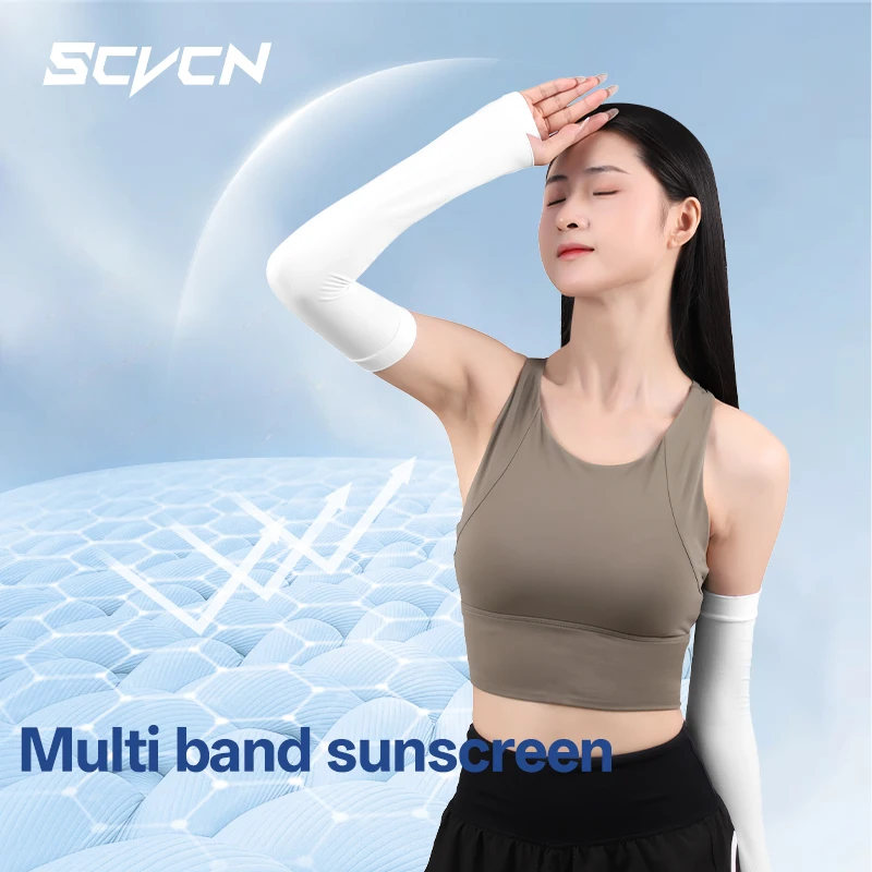 SCVCN ใหม่ผู้ชายผู้หญิงขี่จักรยานกลางแจ้ง UPF50 + แขนป้องกันแสงแดดเดินป่าตกปลาวิ่งขี่จักรยาน CoverCooling ผ้า