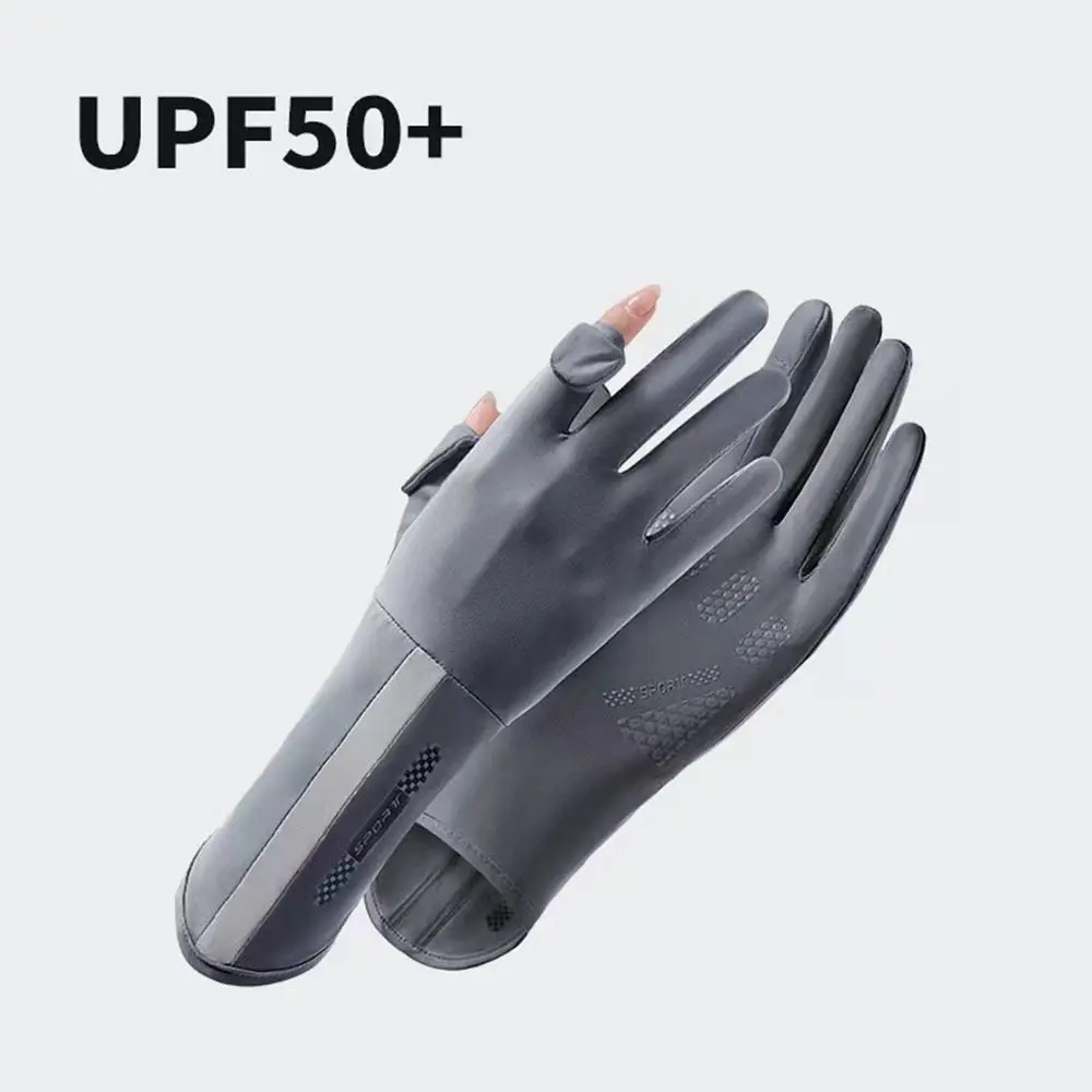 

Fashion Mid-long Sunscreen Gloves Thin Ice Silk Anti-UV Mittens Elastic Slip Resistant Cycling Driving Gloves Sports Running