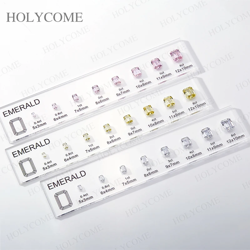 Updated Free Custom LOGO Kit Fancy Shapes CZ Diamond Carat Chart Comparison Set Reference White Pink Yellow Gemstone Selectable