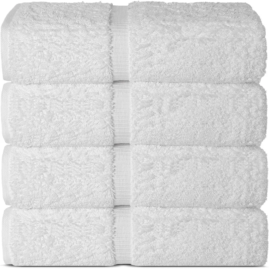 

100 Cotton Premium Turkish Towels for Bathroom 30'' x 60'' Large Bath Towels 4 Piece White UltraAbsorbent Soft Bath Linens Idea