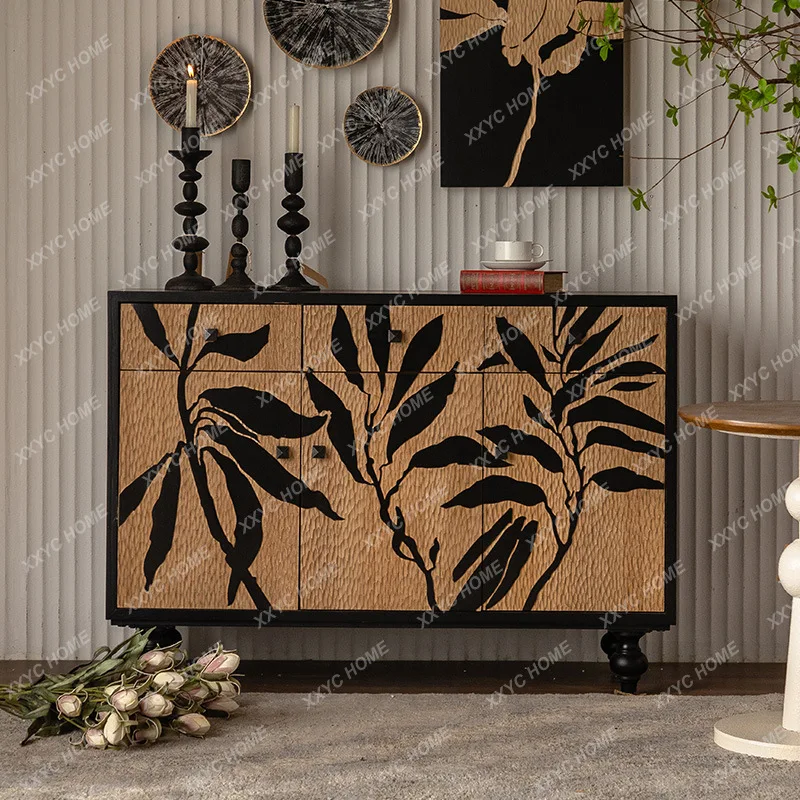 

Тумба для прихожей из массива дерева с резьбой, комод для гостиной, шкаф для хранения вещей, тумба для небольшой квартиры, буфет.