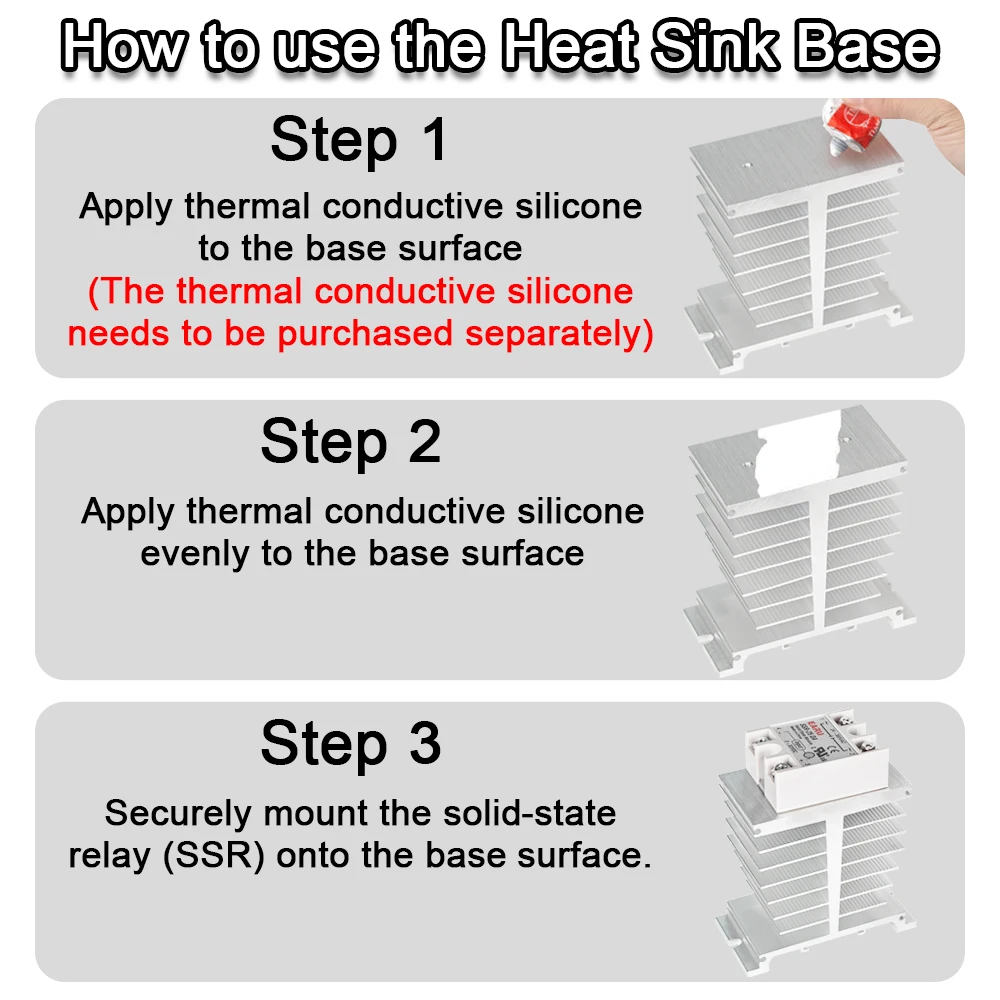 1Pcs 10A-200A New Single Phase Three Phase Solid State Relay Module Heat Sink SSR DA AA DD Aluminum Fins Radiator Din Rail Mount