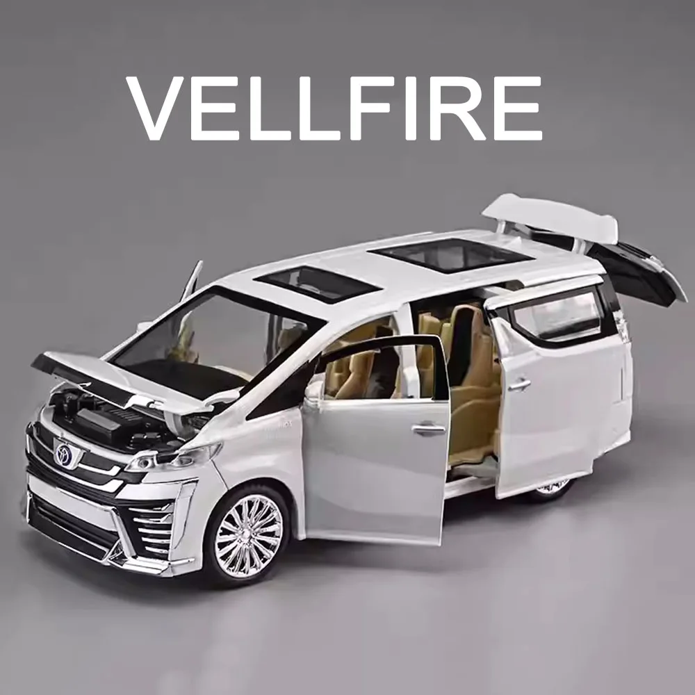 1:24 Vellfire LM300H MPV Giocattoli Modelli di auto Metallo pressofuso con tirare indietro Suono Luce Porte aperte Collezione Regali per ragazzi Bambini