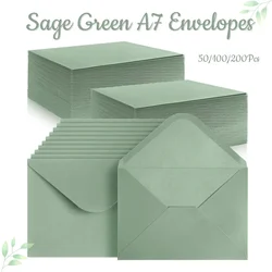 50-100PCS Sage Green Envelope 5x7Inch Wedding Invitation Card Printable Self Business Postcards For Baby Shower Birthday Baptism