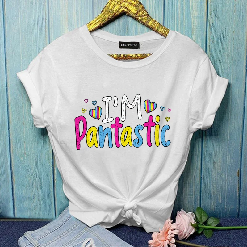 

Funny I'M Pantastic Letter Print T-Shirt Women's Fashion Summer Shirt Fun Letter T-Shirt Tops