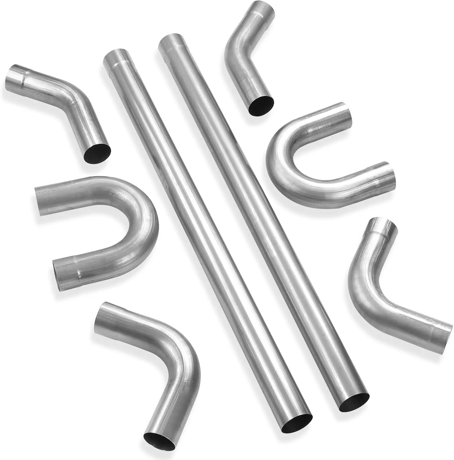 

2 Inch DIY Custom Exhaust Pipe Mild Steel Elbow Straight U-Shaped Pipe 8 Pcs