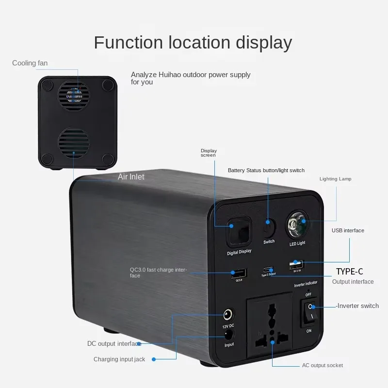 200W (400W peak) Portable Power Station 220V 12000mAh portable lithium battery car charging station Outdoor Camping equipment