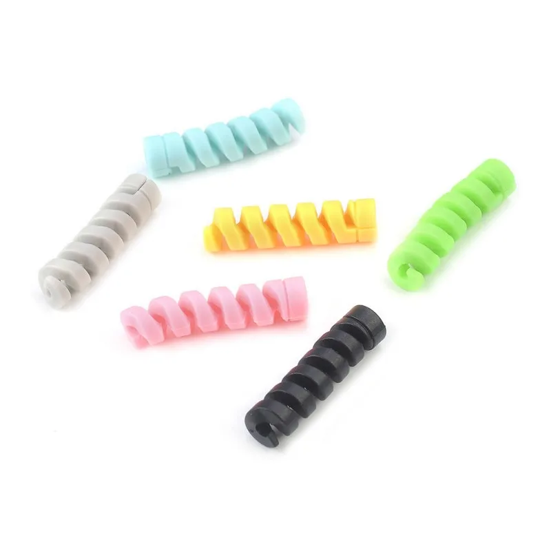 12-1Pcs Cables Protector Silicone Charge Cable Spiral Winder Wire for Phone USB Charger Cable Protective Cover Cable Winder Clip