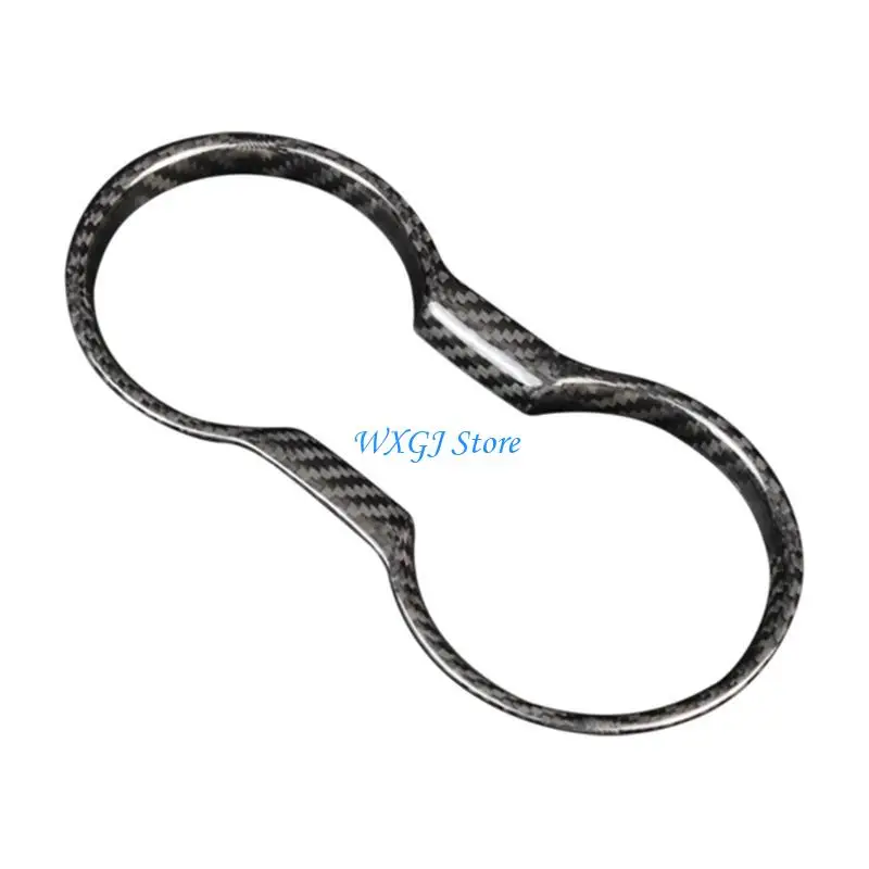 

37JE Front Water Cup Holder Cover Frame Trim Carbon Fiber Decorative Lid Compatible For MustangGT 2015-2021 Car Inner Styling