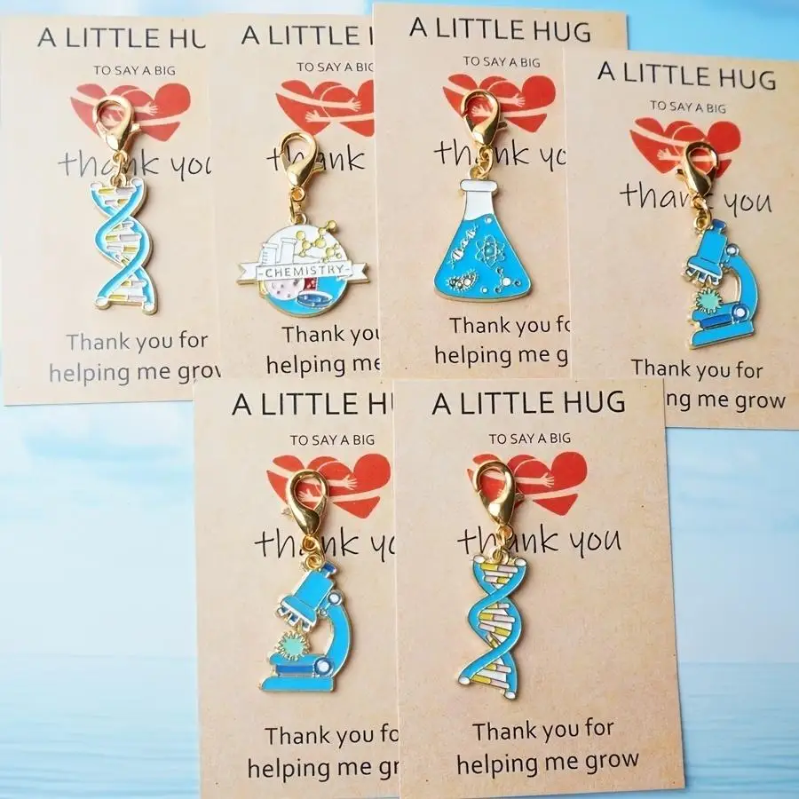 1/5/10/20/50/100pcs 2D Flat - 8 pieces, 2D Flat, Science-themed keychains and thank-you cards - Back-to-school commemorative gif