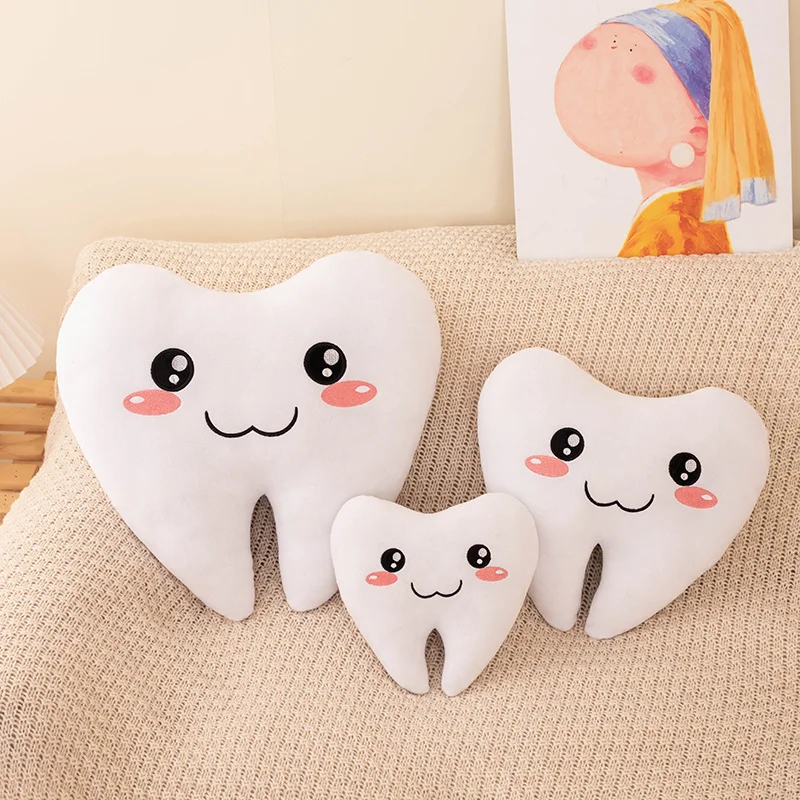 20/30/40cm Simulation Cute Tooth Plush Toy Kawaii White Teeth Stuffed Throw Pillow Cushion Anime Soft Kids Babys Toys Gifts