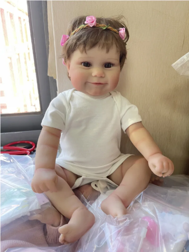 48CM Reborn Baby Girl Doll Popolare Maddie con radice di mano Capelli morbidi coccole fatte a mano Bambole per bambini dall'aspetto reale Muñecas Bebes Reborns