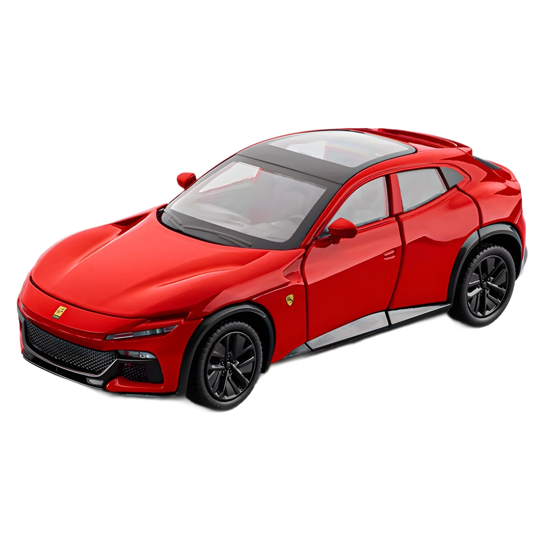 Symulacja 1:32 modelu samochodu sportowego ze stopu FVU z dźwiękiem i światłem, ozdoba kolekcjonerska z wieloma drzwiami