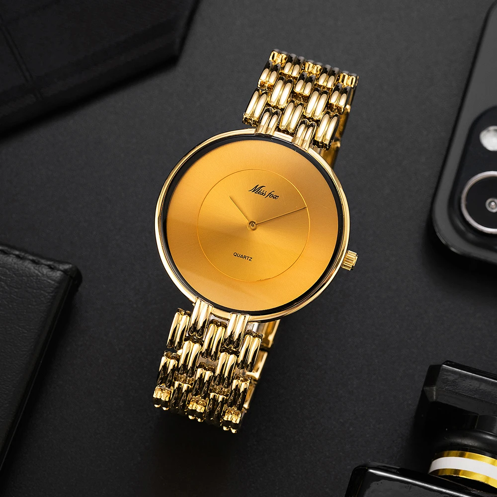 Luxury Minimalist Wristwatch Creative Ultra Slim Stainless Steel Waterproof Watches Round Face Two Pointer Watch Hot Sale