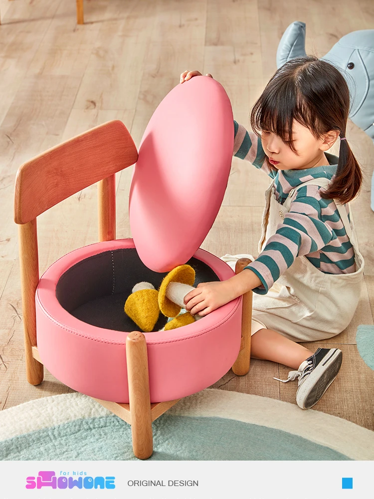 Household Solid Wood Stool, Baby Sofa Stool, Cute Round Stool, Child Stool, Small Bench