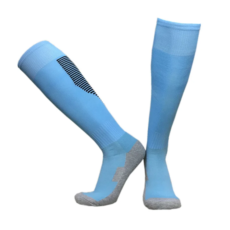 Striped Sports Soccer Sock Adult Kids Breathable Football Club Knee High Training Long Stocking Towel Bottom Sock Unisex