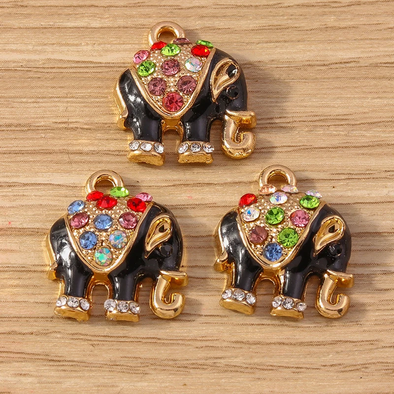10 Stück 15x18mm Niedliche Emaille-Tieranhänger Bunte Kristall-Elefanten-Anhänger für Schmuckherstellung Ohrringe Halskette DIY Geschenke – Detail 9
