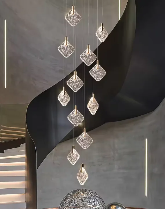 New Crystal Living Room Ceiling Pendant Light Home Decoration Staircase Duplex Pendant Light Restaurant Bedroom Hanging Lighting