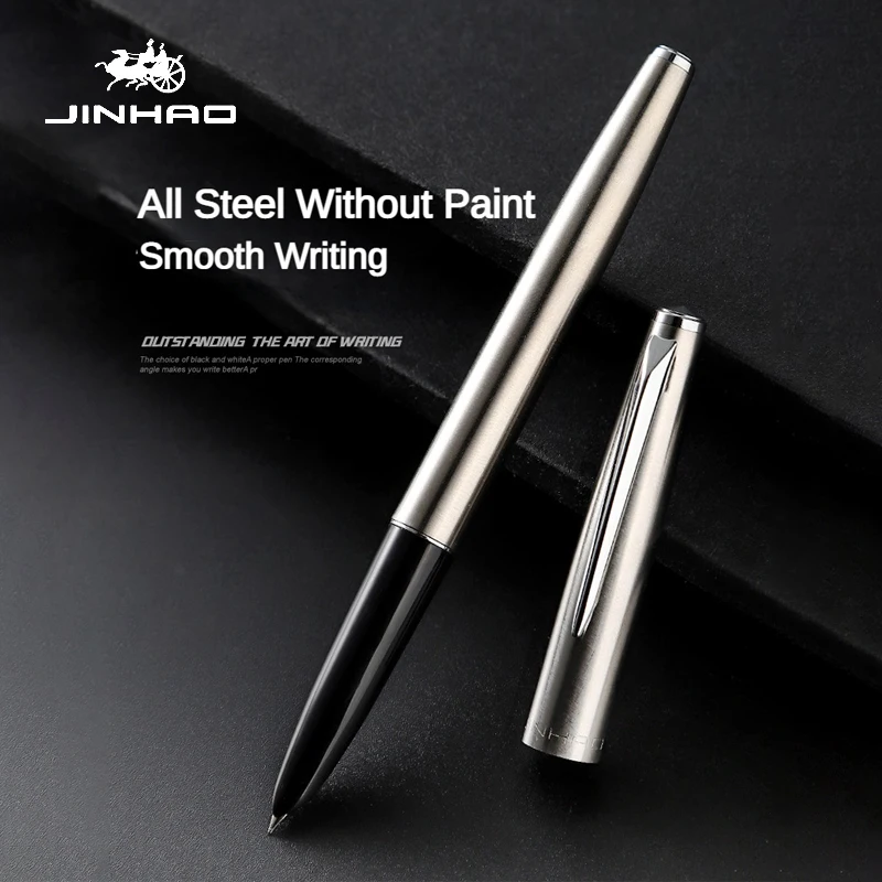 Jinhao-pluma estilográfica de lujo, plumas de tinta de caligrafía elegantes de cuerpo de acero, Punta EF, suministros de oficina y escuela de