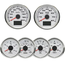 6 Gauge Set 85MM 0-160MPH 0-200kmh GPS Speedometer Tachometer + 52MM Water Temp Oil Pressure Fuel Level Meter Voltmeter for Car
