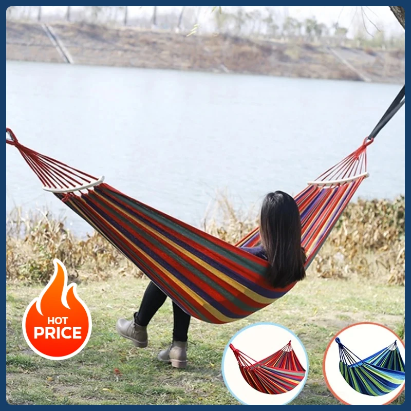 Hammock Leisure  Durable Single Travel Swing Chair Hanging Bed Casual Hammocks For Patio Garden Backyard Outdoor Indoor With Bag