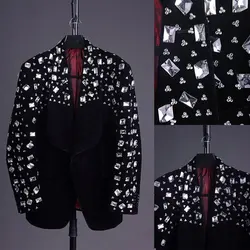 Big Crystal Men Wedding Tuxedos Beading Groom Wear Tailored Birthday Party Prom Jacket Outfits One Piece