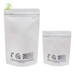 50pcs 3.5g 7g 14g Compostable Biodegradable Smell Proof Mylar Bag Snack Bean Dry Food Zipper Stand Up Pouch