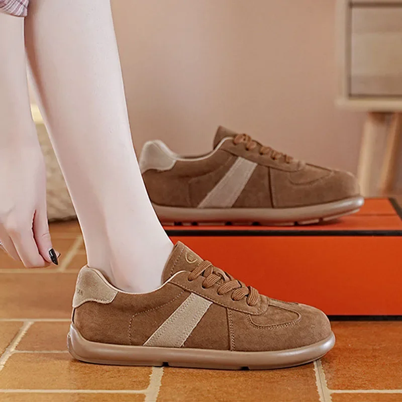 Baskets en Faux Daim et Cuir NuSO k pour Femme, Chaussures de dehors Décontractées à Semelle Souple, Baskets Allemandes à Plateforme, pour la Marche et le Jogging, Nouvelle Collection Automne