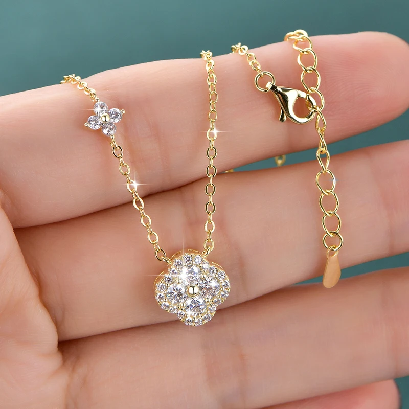 Rrjzz GRA-zertifizierte D-Color VVS1 Moissanit-Anhänger-Halskette, Labor-Halskette mit Imitationsdiamant für Frauen, Charm-Halskette, Schmuck, Geschenk – Detail 7