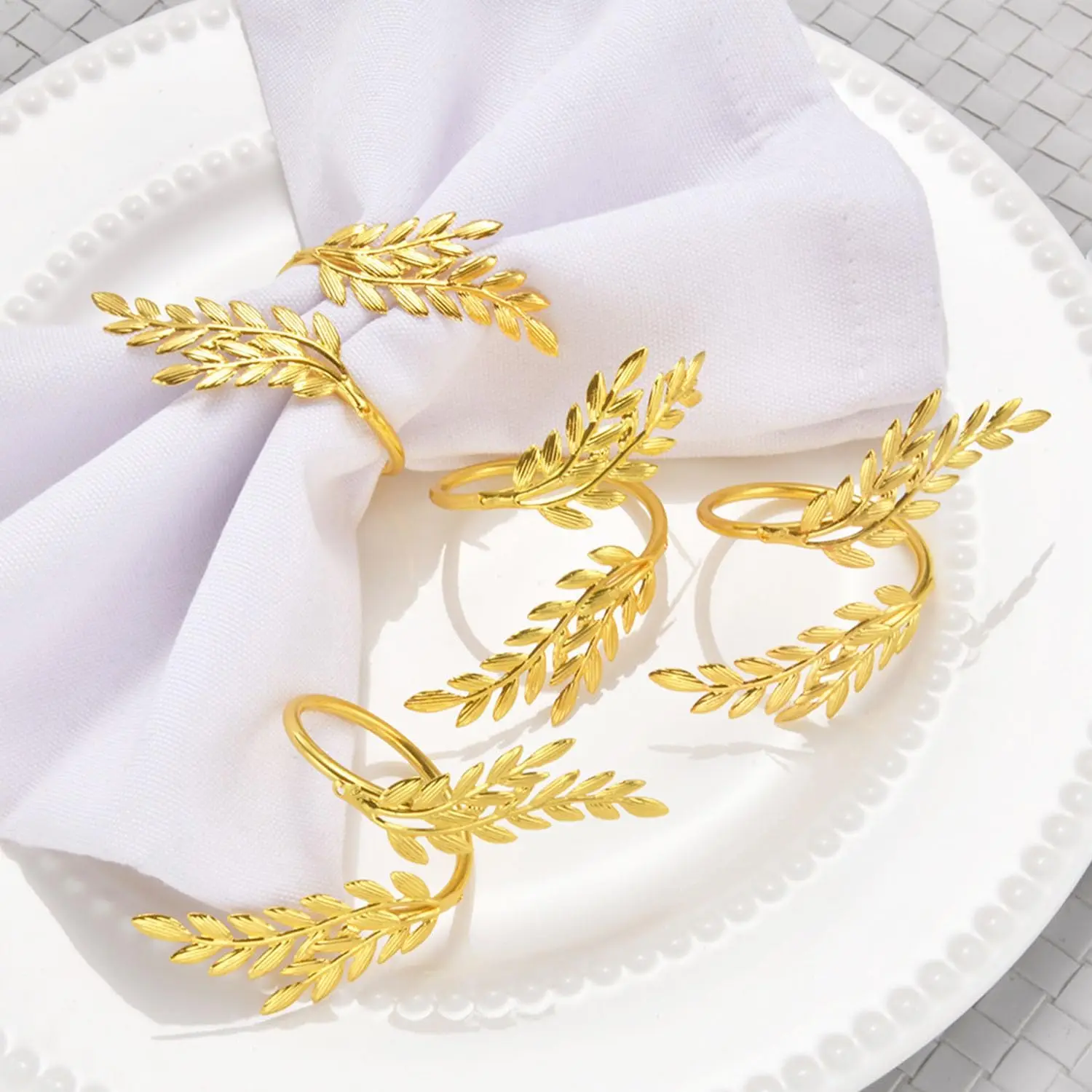 

12pcs Gold Napkin Rings Fall Leaf Napkin Rings Metal Napkin Holders for Christmas Wedding Birthday Table Decoration