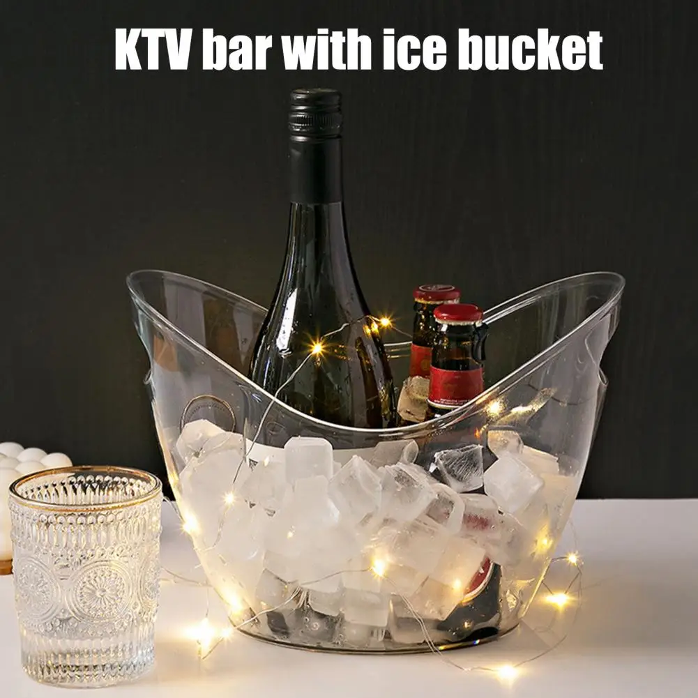 

Ice Bucket Wine Bucket with Handles 4 Liter Clear Plastic Tub for Drinks Ice Storage Container for Wine Champagne Beer