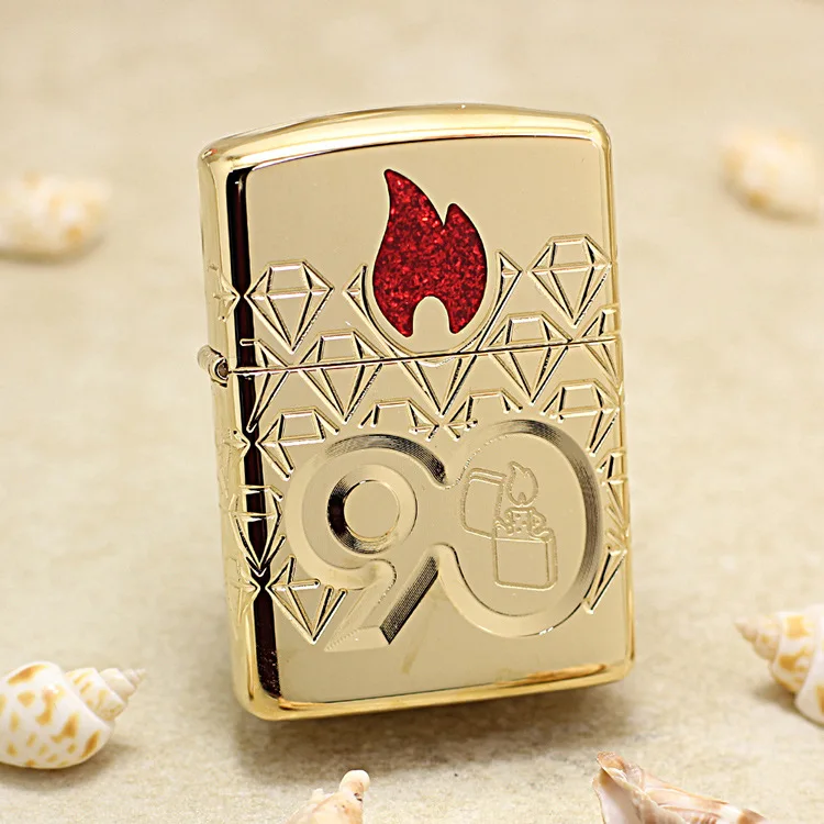 

Genuine Zippo oil lighter Gold Limited Edition copper windproof cigarette Kerosene lighters Gift with anti-counterfeiting code