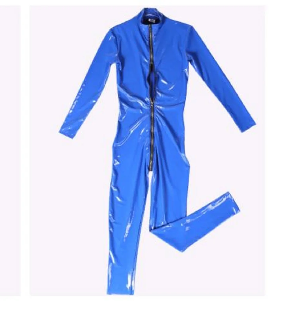 

Женское боди из искусственной кожи, латексный купальник, полный комбинезон с длинным рукавом, U-образный комбинезон на молнии с открытой промежностью, комбинезон для косплея, униформа, колготки