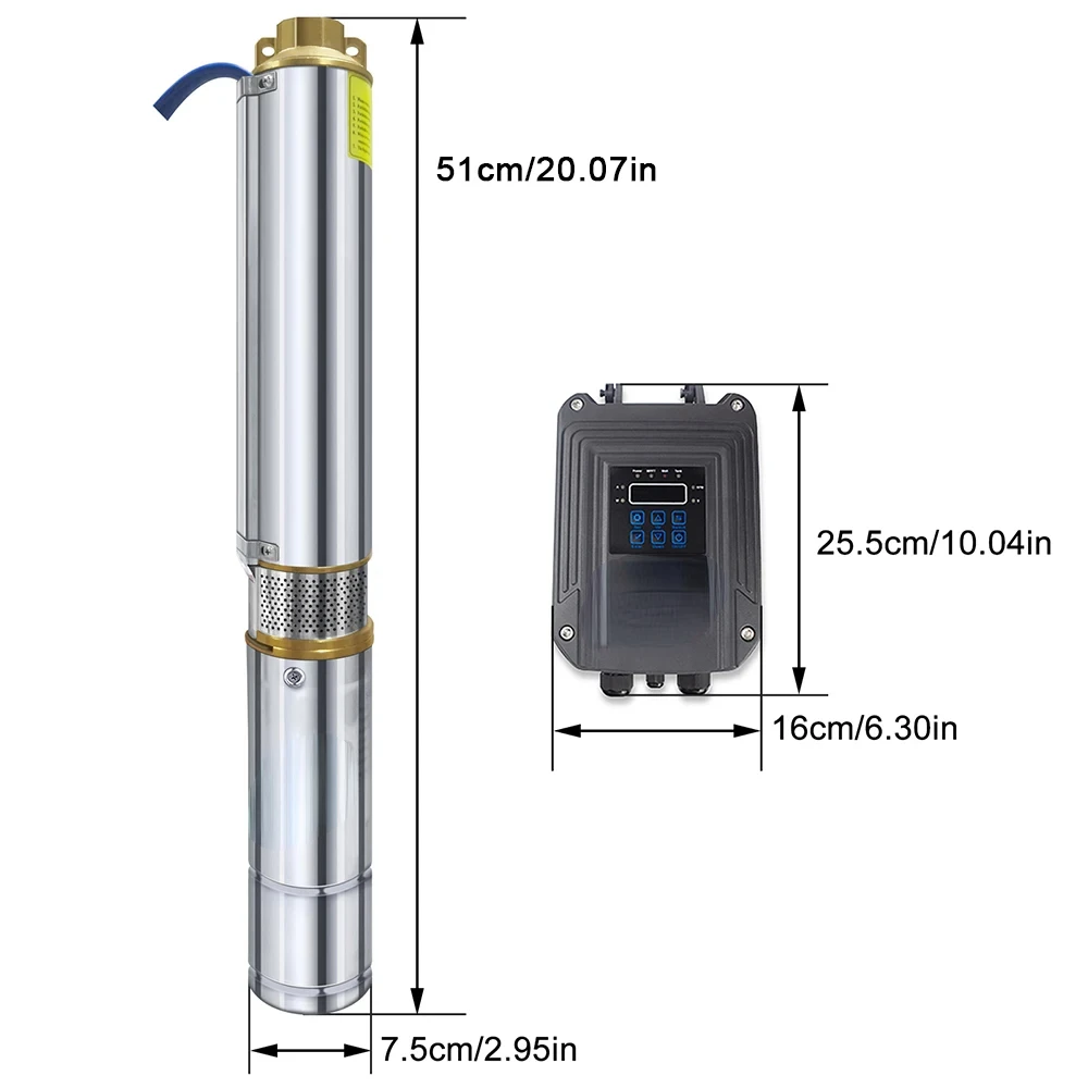 600W High Head and Large Fow Rate Solar DC Deep Well Pump With Controller Solar PV Brushless Agriculture Pump for Irrigation