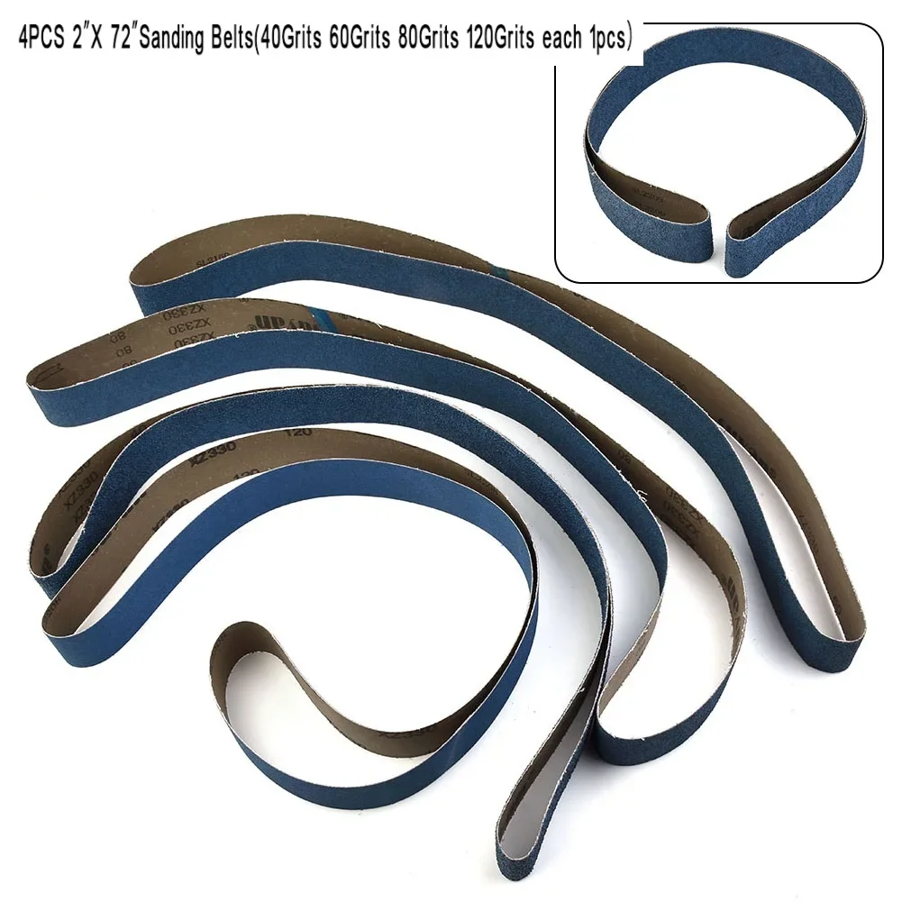 

Belts Sanding Bands Replacement Accessories Sander 4pcs 2"x 72" 40/60/80/120 Grit Ceramic Coarse Grinding Blue