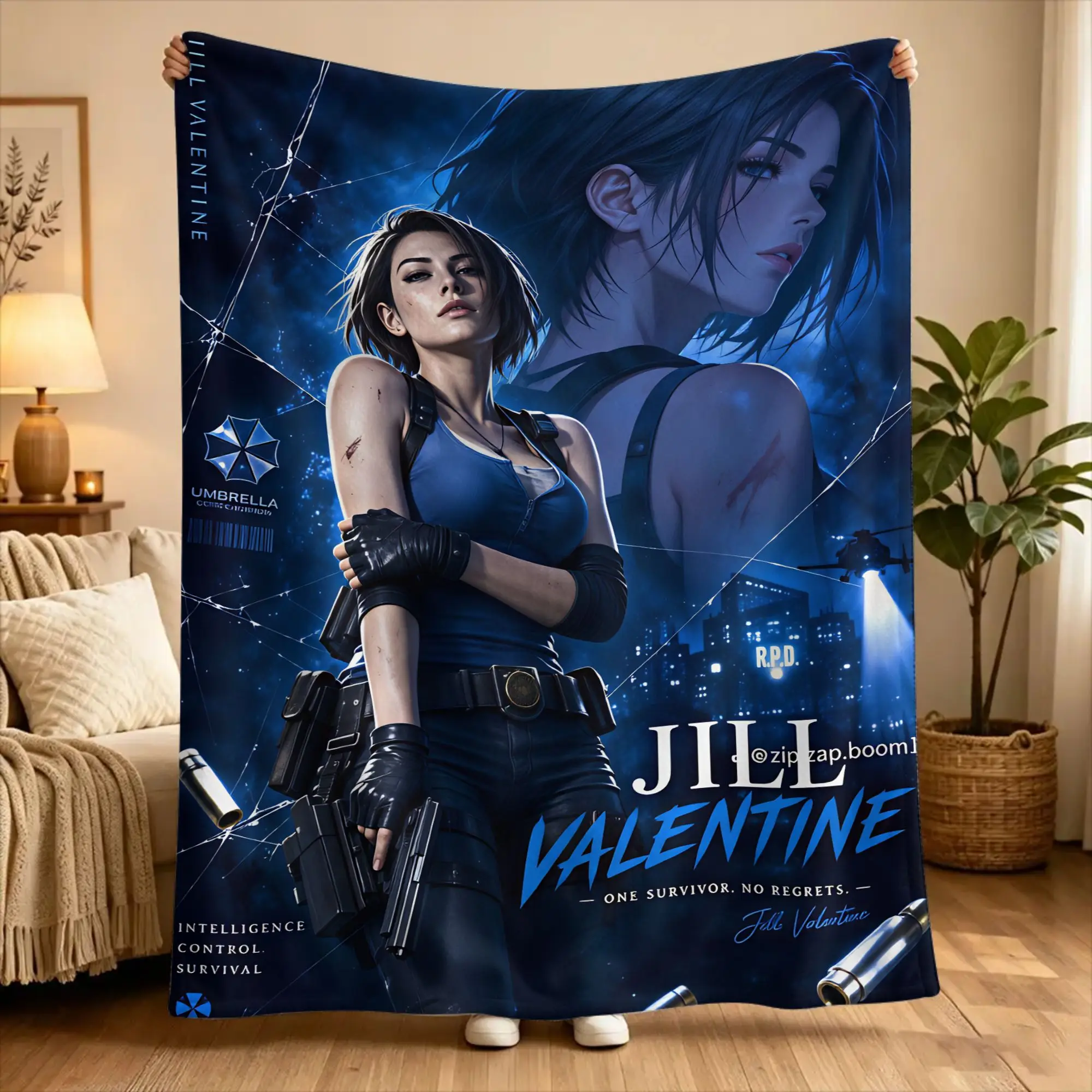 Jill Valentine Resident Evil  Blanket Warm Soft Comfortable Plush Throw Blanket For Couch Bed Picnic Flannel Bedspread Bed Cover