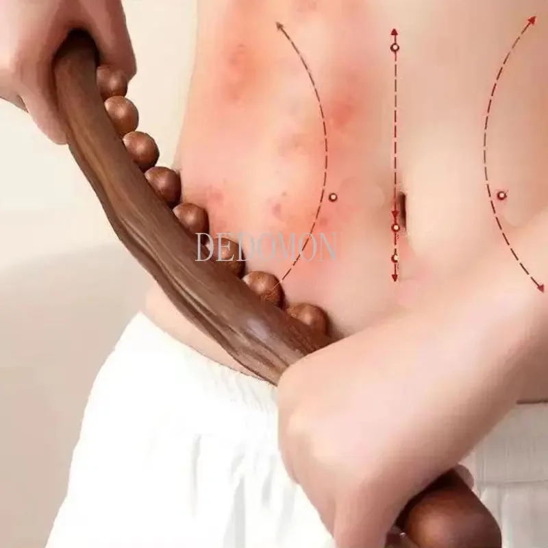 Palo Gua Sha de 20/8 cuentas, palo de masaje corporal de madera, masajeador de celulitis de Abdomen de mano para alivio del dolor de espalda, masajeador terapéutico de madera