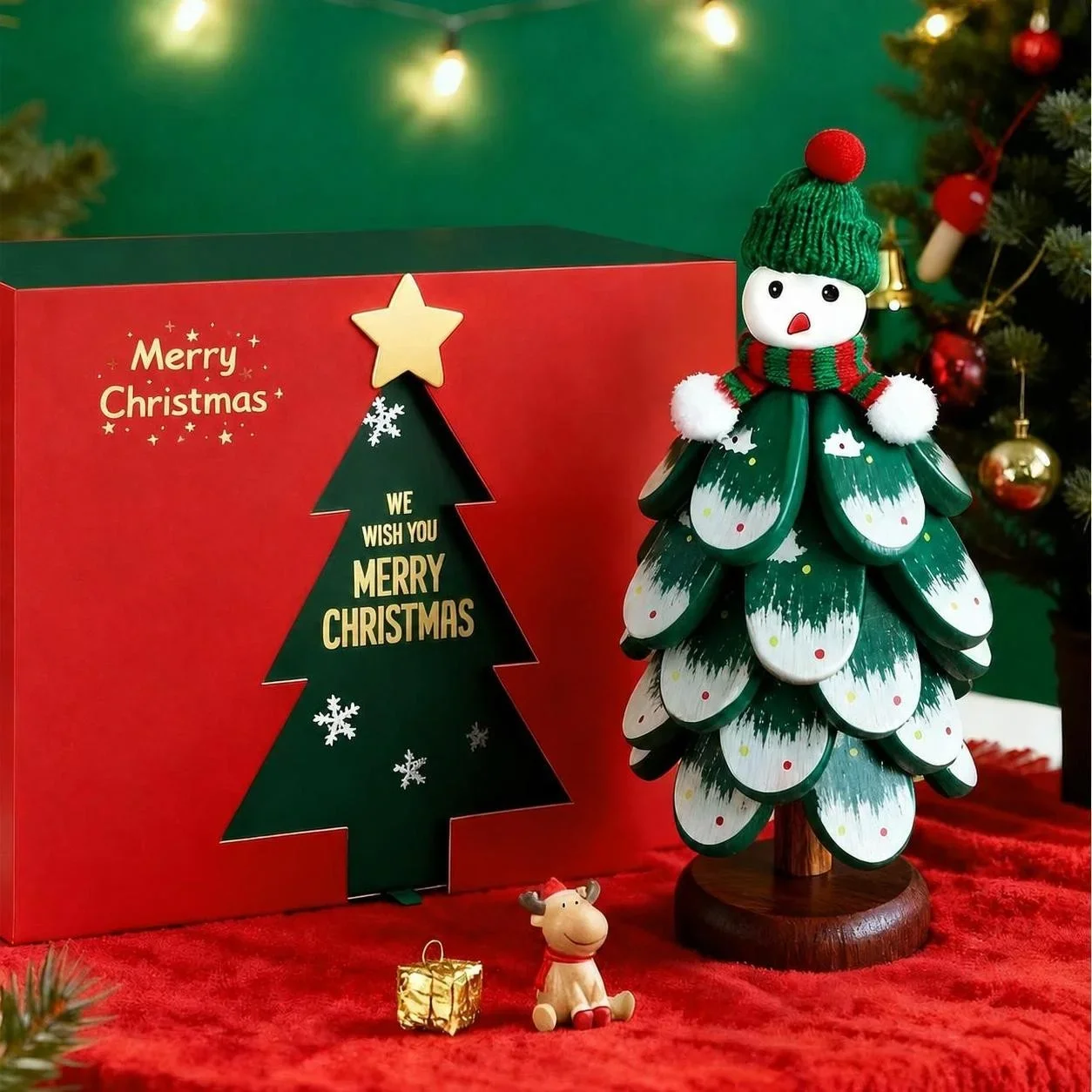 Solid Wood Christmas Tree Insulation Mat Anti scalding One Tree Cup Mat Dining Table Creative Ornament Holiday Decoration