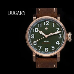 DUGARY Aviation Pilot bronze Automatic mechanical watches sapphire luminous waterproof 45mm Seagull movement Wristwatch 1963