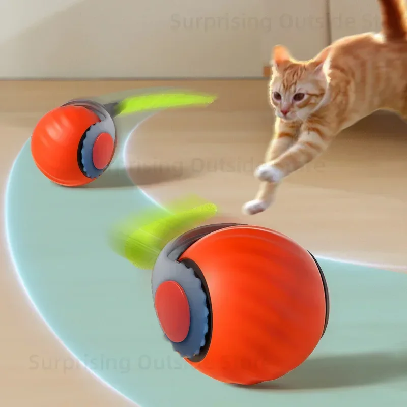 Cat Interactive Ball Toys Automatic Rolling Ball Faux Tail Rechargeable Smart Pet Electric Toy Dog Cat Training Imitate Mouse