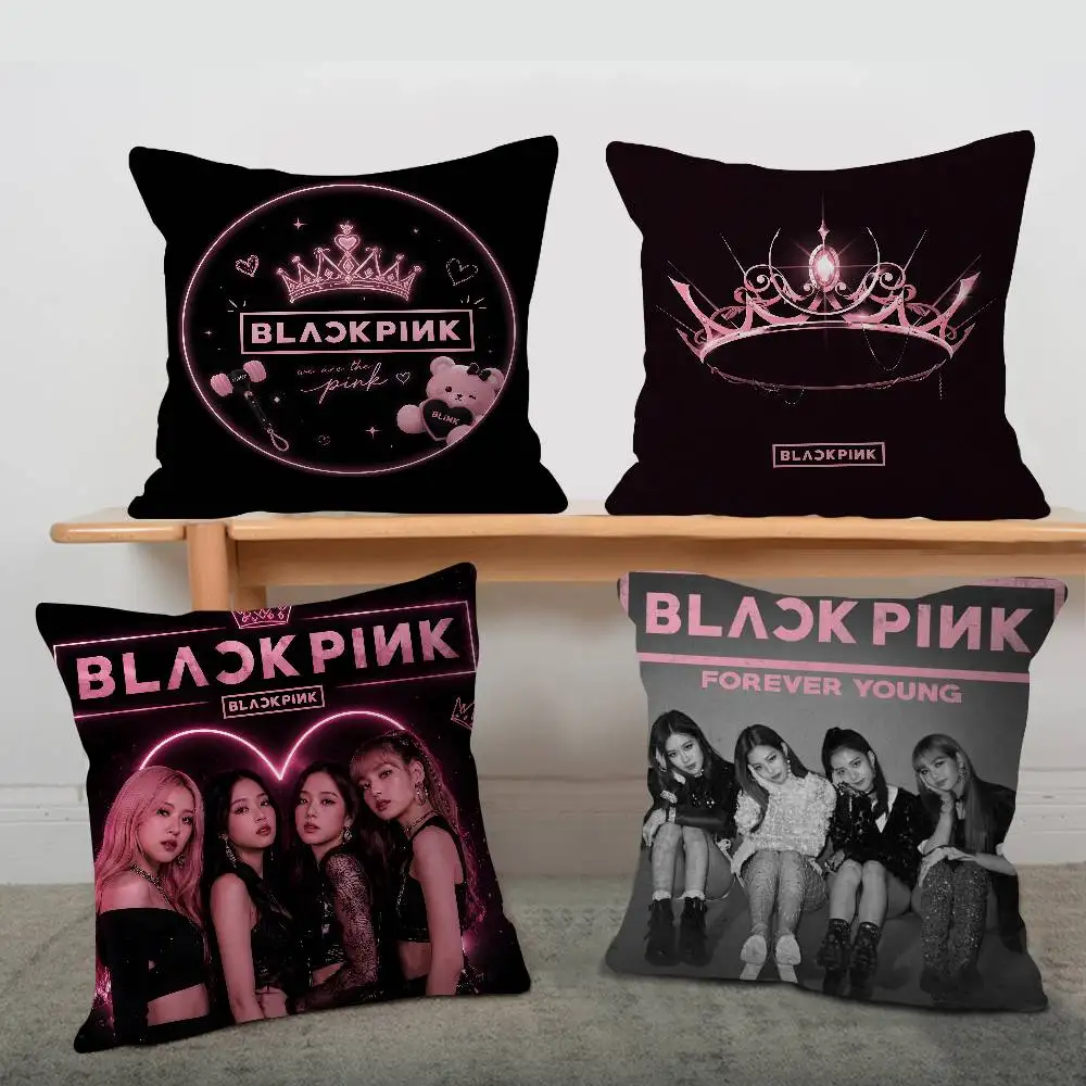 B-Black Kpop P-Pinks Gril Pillow Cushion Cover Pillowcase Living Room Sofa Home Decor Customized
