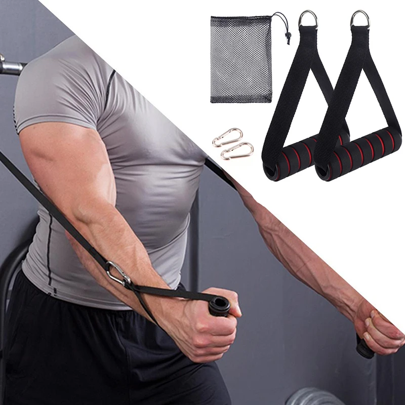 D-Ring Metal Gym Handles Grip Workout Heavy Duty Cable Machine Handle With Hook For Yoga Exercise Workout Power Bands Gym