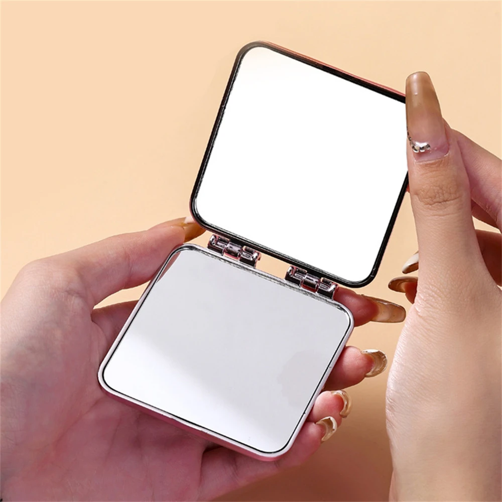1PC Dubbelzijdige Kleine Spiegel Voor Vrouwen Draagbare Opvouwbare Handbediende Kan Stand Make-Up Spiegel High-definition SpiegelCosmetische Gereedschappen