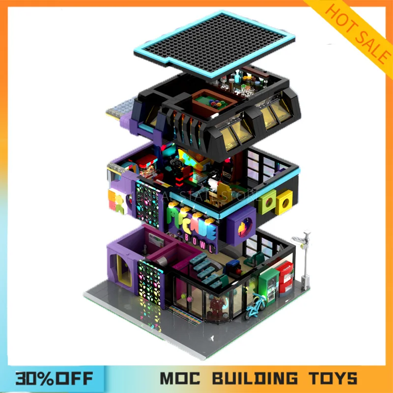 2486PCS Customized MOC Arcade Modular Street View Building Blocks Technology Bricks DIY Creative Assembly Toys Holiday Gifts