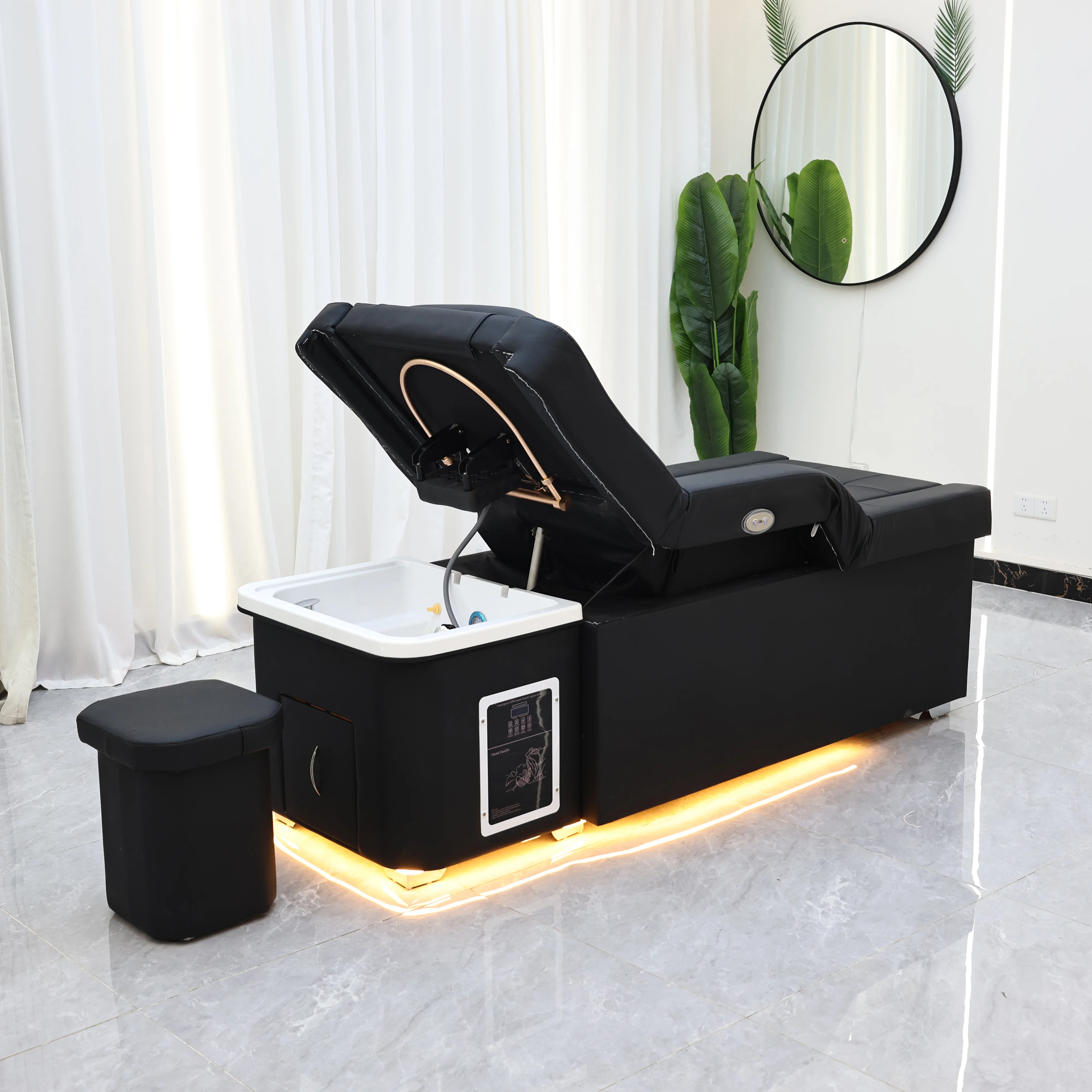 XinSheng Electric Adjustable Lift Shampoo Bed Massage Table All-in-One Salon SPA Massage Bed with Hair Washing Basin & Foot Bath