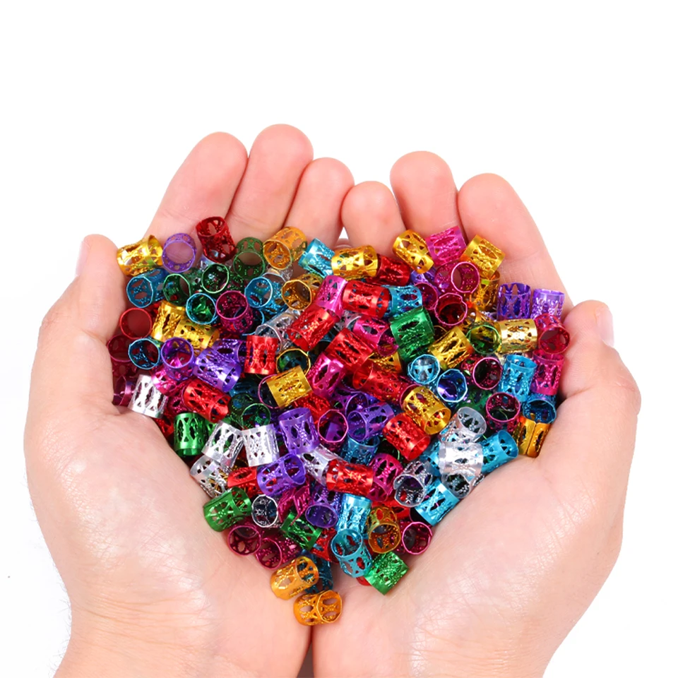 50 Piezas Anillos para Cabello Huecos Accesorios, Cuentas para Mujer Chicas DIY Metal Anillos para Trenzas Pinzas para Dreadlocks 2